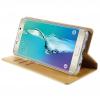 Луксозен кожен калъф със стойка MERCURY GOOSPERY за Samsung Galaxy S6 G920 - златист / Blue Moon Flip