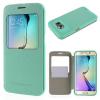 Луксозен кожен калъф Mercury Corporation S-View за Samsung Galaxy S6 Edge G925 - зелен