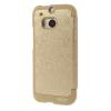 Луксозен силиконов калъф Wow Bumper S-View за HTC One M9 - Mercury Goospery / златен