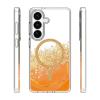 Луксозен твърд гръб 3D Epoxy MagSafe Case Samsung Galaxy S26 - прозрачен гръб с брокат оранжев
