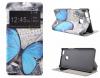 Кожен калъф Flip тефтер S-view със стойка за Huawei P9 Lite - сив / синя пеперуда