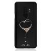 Луксозен твърд гръб KINGXBAR Swarovski Diamond за Samsung Galaxy S9 Plus G965 - прозрачен с черен кант / сърце