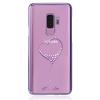 Луксозен твърд гръб KINGXBAR Swarovski Diamond за Samsung Galaxy S9 G960 - прозрачен с лилав кант / сърце