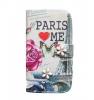 Кожен калъф Flip тефтер с камъни и стойка за Apple iPhone 5 / iPhone 5S - Paris Love Me