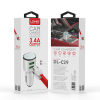 Оригинален USB кабел LDNIO C29 Car Charger 12V / 2 USB порта и USB кабел 3.4A за Apple iPhone 5 / iPhone 5S / iPhone SE / iPhone 6 / iPhone 6 Plus - бял / червен