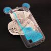 Луксозен силиконов калъф / гръб / TPU 3D за LG K8 / K7 - прозрачен / син брокат / миши ушички