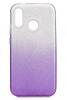 Силиконов калъф / гръб / TPU за Huawei P20 Lite - преливащ / сребристо и лилаво / брокат