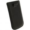 Кожен калъф с издърпване за Samsung I8190 Galaxy S3 mini / S III mini - черен