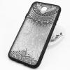 Луксозен твърд гръб със силиконов кант и камъни за Samsung Galaxy J3 2017 J330 - прозрачен / черна мандала