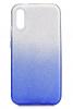 Силиконов калъф / гръб / TPU за Apple iPhone XR - преливащ / сребристо и синьо / брокат