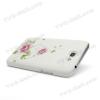 Луксозен заден предпазен / капак / твърд гръб с камъни за Samsung Galaxy Note II Note 2 N7100 - бял с розови цветя