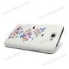 Луксозен заден предпазен / капак / твърд гръб с камъни за Samsung Galaxy Note II Note 2 N7100 - бял с лилави цветя
