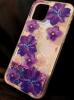 Луксозен гръб 3D Water Case за Apple iPhone 12 Pro Max 6.7" - течен гръб с брокат / огледален с лилави цветя