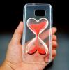 Силиконов калъф / гръб / TPU 3D за Samsung Galaxy A5 2016 A510  - прозрачен с оранжев брокат / пясъчен часовник / сърца /