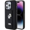 Оригинален калъф / кейс  / Karl Lagerfeld Gripstand Saffiano Karl and Choupette Pins за iPhone 15 Pro (6.1) - черен