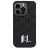 Оригинален калъф / кейс / Karl Lagerfeld Leather Monogram Hot Stamp Metal Logo, За iPhone 15 Pro (6.1) черен