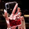 Луксозен твърд гръб 3D за Huawei P20 Lite - прозрачен / червен брокат / сърца
