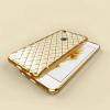 Силиконов калъф / гръб / TPU 3D за Apple iPhone 6 Plus / iPhone 6S Plus - прозрачен със златист кант / ромб