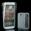 Силиконов калъф / гръб / TPU за Samsung G900 Galaxy S5 / Galaxy S5 Neo G903 - сив прозрачен / 2 части / лице и гръб