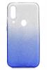 Силиконов калъф / гръб / TPU за Samsung Galaxy A30 - преливащ / сребристо и синьо / брокат