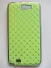Заден предпазен твърд гръб / капак / с камъни за Samsung Galaxy Note 2 N7100 / Note II N7100 - зелен с метален кант