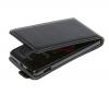 Кожен калъф Flip тефтер със силиконов гръб за Sony Xperia M - черен