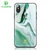 Луксозен твърд гръб със силиконов кант FLOVEME Marble Case за Apple iPhone X - зелен