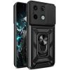 Удароустойчив гръб TPU кейс Slide Camera Case Magnetic Finger Ring Car Holder за Xiaomi Redmi Note 13 Pro 4G - черен