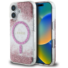 Оригинален калъф / гръб / GUESS Bottom Glitter с безжично зареждане MagSafe кейс за Apple iPhone 16 (6.1) - розов брокат