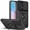 Удароустойчив гръб TPU кейс Slide Camera Case Magnetic Finger Ring Car Holder за Motorola Moto G24 / G04 / E14 - черен