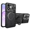 Удароустойчив твърд гръб / Кейс Defender Armor Ring Magnetic Holder lens cover Honor 600 Smart - черен