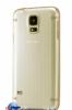 Твърд гръб / капак / за Samsung G900 Galaxy S5 / Galaxy S5 Neo G903 - прозрачен със златист кант