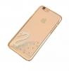 Луксозен ултра тънък твърд гръб с камъни Swarovski за Apple iPhone 6 / iPhone 6S - Swan / златист