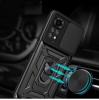 Удароустойчив гръб TPU кейс Slide Camera Case Magnetic Finger Ring Car Holder за Xiaomi Redmi Note 11 / Redmi Note 11S - черен