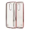 Луксозен силиконов калъф / гръб / TPU за LG K8 2017 - прозрачен / Rose Gold кант