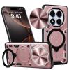 Удароустойчив гръб TPU кейс Slide Camera Case Magnetic Finger Ring Car Holder за Xiaomi Redmi Note 14 Pro - розов