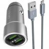 Универсално зарядно за кола LDNIO C401 Zinc Alloy 3.6A 2 Port USB Car Charger + Micro USB Cable  за Samsung, Lenovo, LG, HTC, Sony, Nokia, Huawei, ZTE, BlackBerry, Xiaomi и др. - сив