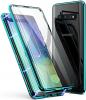 Магнитен калъф Bumper Case 360° FULL за Samsung Galaxy S10 - прозрачен / зелена рамка