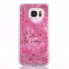 Луксозен твърд гръб 3D за Samsung Galaxy S7 G930 - прозрачен / розов брокат / звездички