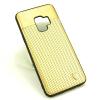 Луксозен кожен твърд гръб AIRBIRD със силиконов кант за Samsung Galaxy S9 G960 - златист / Grid
