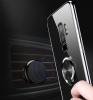 Луксозен твърд гръб TOTU Desing Magnetic Finger Ring Car Holder за Samsung Galaxy S9 G960 - прозрачрн с черен кант