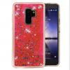 Луксозен твърд гръб 3D за Samsung Galaxy J6 2018 - прозрачен / сребрист брокат / звездички