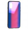 Луксозен стъклен твърд гръб Vennus за Apple iPhone X / iPhone XS - синьо и розово