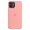 Луксозен силиконов гръб Silicone Case за Apple iPhone 12 /12 Pro 6.1" - розов / лого