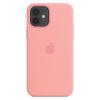 Луксозен силиконов гръб Silicone Case за Apple iPhone 12 Pro Max 6.7" - розов / лого
