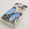 Силиконов калъф / гръб / TPU за HTC Desire 516 / D516w - сив / синя пеперуда