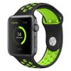 Силиконова каишка на дупки за Apple Watch 38мм / 40мм - черно със зелено