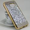 Луксозен силиконов калъф / гръб / TPU с камъни за Samsung Galaxy S7 G930 - сребрист / златист кант