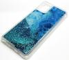 Луксозен силиконов калъф / гръб / tpu 3D Water Case със стойка за Samsung Galaxy A71 - мрамор / син брока