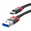 Оригинален USB кабел BASEUS Golden Belt 3A Type-C за зареждане и пренос на данни 2в1 1,5m за Samsung, Huawei, Sony, Xiaomi, Nokia, LG, Lenovo, HTC, Alcatel и др. - черен с червено